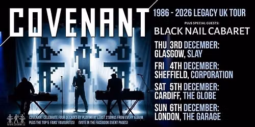 COVENANT 1986-2026 Legacy Tour + Special Guests BLACK NAIL CABARET
