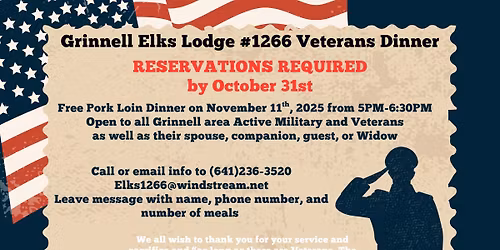 Grinnell Elks #1266 Veterans Dinner