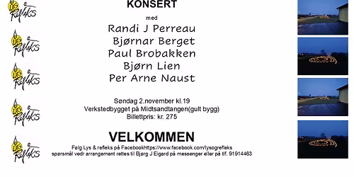 Velkommen til en n\u00e6r og lun konsert i Verkstedbygget s\u00f8ndag 2.nov kl.19.