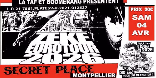 La TAF & BOOMERANG pr\u00e9sentent ZEKE - Samedi 04 Avril 2026 