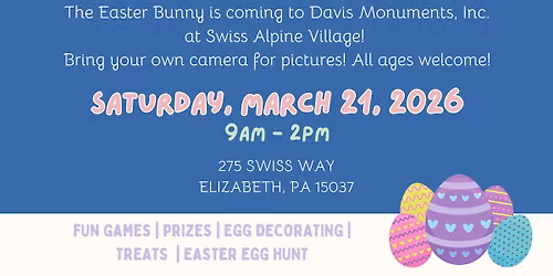 Photos with the Easter Bunny at Davis Monuments, Inc.