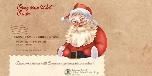 Story Time with Santa at Primrose School of Sioux Falls \u2014 Free Family Holiday Event in Sioux Falls