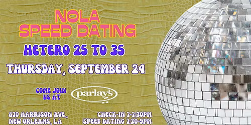 9\/24 - NOLA Speed Dating @ Parlay's