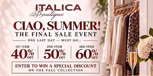 Ciao, Summer! The Final Summer Sale Event.
