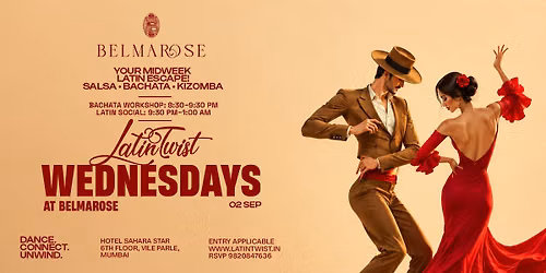 Latin Twist Wednesday 2 September at Belmarose \u2013 Salsa, Bachata & Kizomba