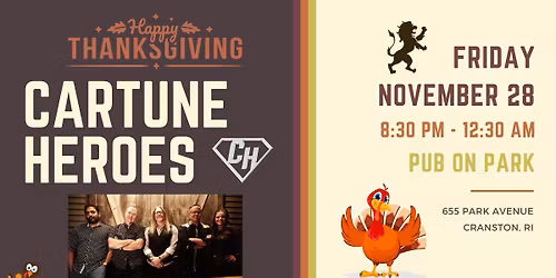 Live Music Thanksgiving Weekend with CarTune Heroes at Pub On Park