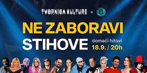GLAZBENI KVIZ - NE ZABORAVI STIHOVE \/ 18.09.2026. \/ TVORNICA KULTURE