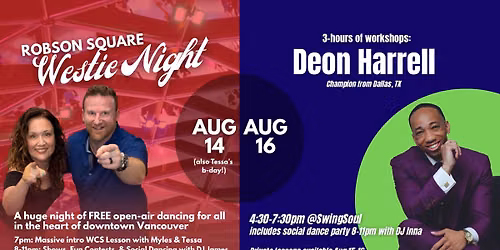 West Coast Swing night at Robson Square Aug 14
