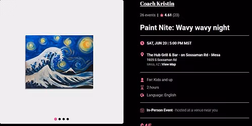 Paint Nite: \u201cWavy Wavy Night\u201d \u2013 2 of 3 in June (PUBLIC EVENT \u2013 You can invite non-GOTS people!)