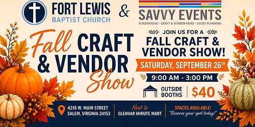 Fort Lewis Baptist Church Fall Craft & Vendor Show