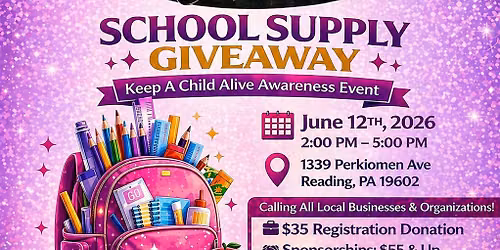 School Supply Giveaway Keep A Child Alive awareness Fundraiser Healing Hearts Berks BCN D'Lux Hair