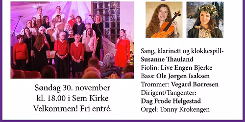 Adventskonsert i Sem kirke med koret All Together og musikere