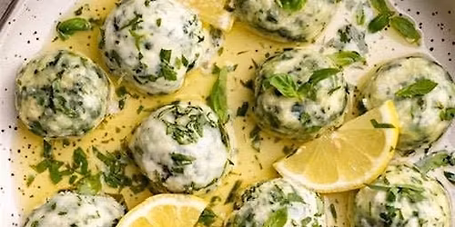 Lemon and Basil Gnudi with Primavera Sauce
