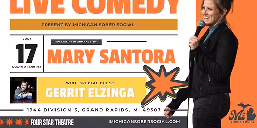 Mary Santora + Gerrit Elzinga Comedy Show | Hosted by Michigan Sober Social