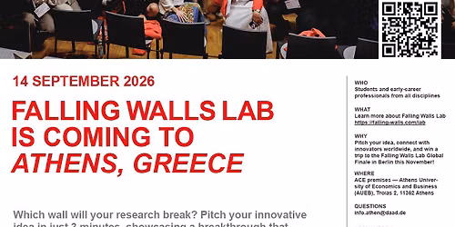 Falling Walls Lab Athens\u2013 \u03a3\u03b5 \u03bb\u03af\u03b3\u03b5\u03c2 \u03b5\u03b2\u03b4\u03bf\u03bc\u03ac\u03b4\u03b5\u03c2 \u03b7 \u03bc\u03b5\u03b3\u03ac\u03bb\u03b7 \u03b1\u03bd\u03b1\u03bc\u03ad\u03c4\u03c1\u03b7\u03c3\u03b7 \u03c3\u03c4\u03b7\u03bd \u0391\u03b8\u03ae\u03bd\u03b1!