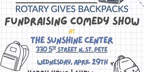 A fun show by local Spitfire Comedy Club comedians to benefit the Rotary Club of St. Petersburg
