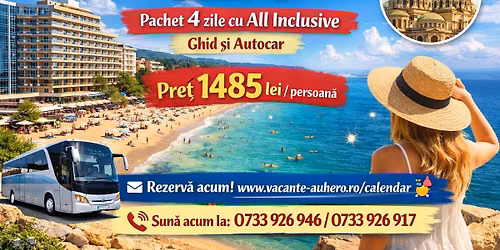 SOLDOUT Minivacant\u0103 de Sf.M\u0103ria Mic\u0103 Nisipurile de Aur la Hotel de 4* Pachet 4 zile cu All Inclusive
