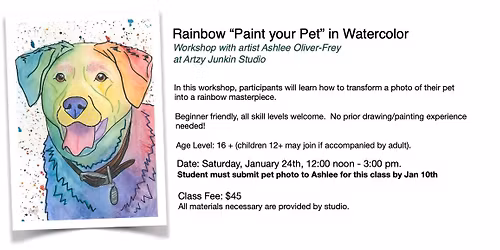 Sold Out \ud83e\udef6\ud83c\udffb: Rainbow "Paint your Pet" in Watercolor at Artzy Junkint