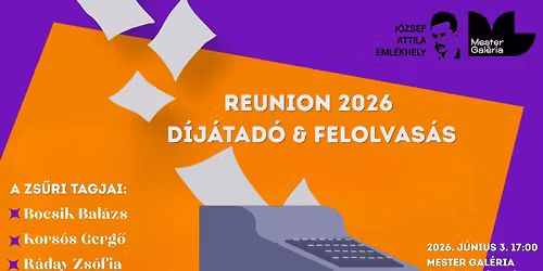 REUNION 2026 irodalmi p\u00e1ly\u00e1zat \u2013 felolvas\u00e1s \u00e9s d\u00edj\u00e1tad\u00f3