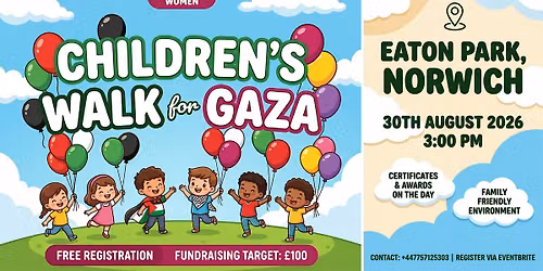 Children\u2019s Walk for Gaza in Eaton Park Norwich