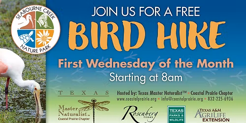 FREE Monthly Bird Hike Wednesday, April 1 at 8:00am