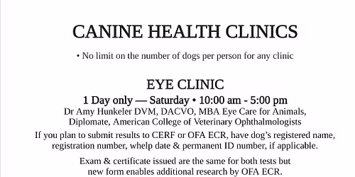 Eye Clinic- ONE DAY ONLY