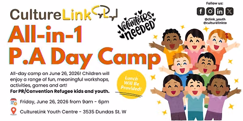 Day Camp & Youth Volunteer Opportunity for Newcomer Children and Youth 6-18