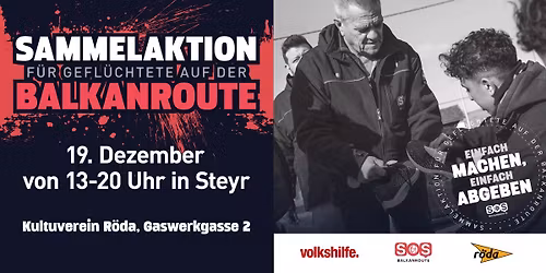Sammelaktion f\u00fcr Gefl\u00fcchtete auf der Balkanroute in Steyr