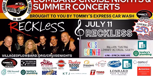 Reckless at Lombard Cruise Nights & Summer Concerts