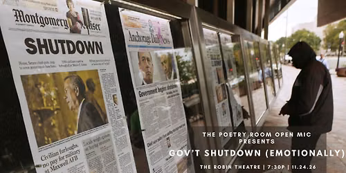 The Poetry Room Open Mic presents Gov't Shutdown (Emotionally)