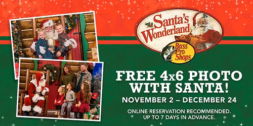 Making spirits bright with Santa! Come see the Big Guy in Wonderland and get a FREE photo.