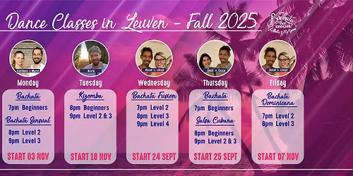 Salsa, Bachata & Kizomba classes in Leuven - Fall series