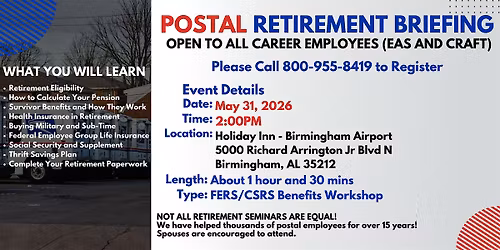 Postal Retirement Seminar - Birmingham - 05\/31\/26