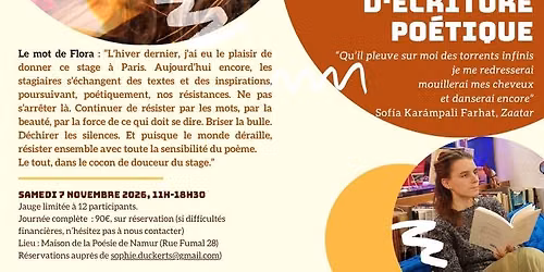 "R\u00e9sister en po\u00e9sie" - Stage d'\u00e9criture avec Flora Delalande