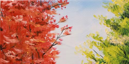 Paint n Chill Fri 6pm Free Welcome Drink - Bob Ross Colourful Trees