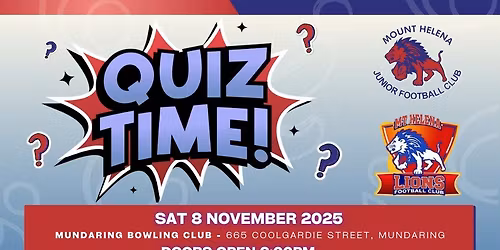Mount Helena Junior & Senior Football Clubs Quiz Night!