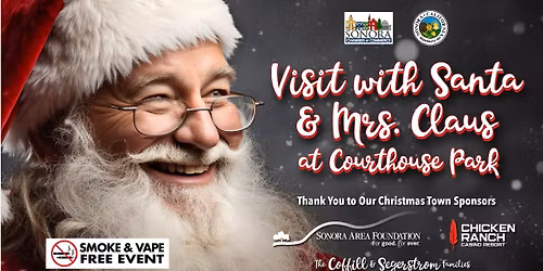 Christmas Town Sonora: Visit with Santa and Mrs Claus at Santa's House in Courthouse Park