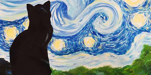 Sip & Paint A Cats Starry Night's Dream