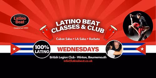 Latino Beat Salsa & Bachata Classes & Social Bournemouth PayAdv 50%off attend Mon then it's FREE Wed