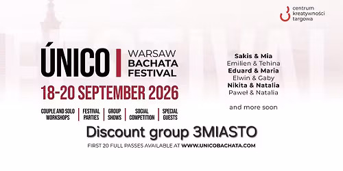 Discount group 3MIASTO for \u00danico Warsaw Bachata Festival 2026 18-20.09.2026