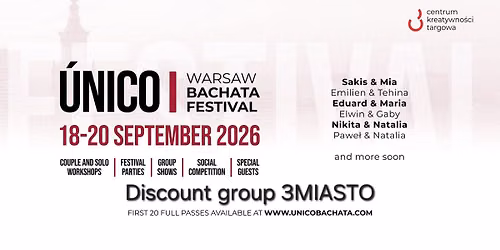 Discount group 3MIASTO for Único Warsaw Bachata Festival 2026 18-20.09.2026