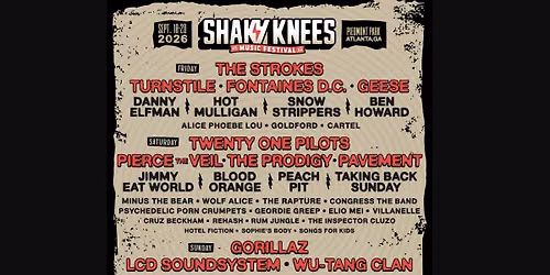 Shaky Knees Music Festival: Twenty One Pilots & Gorillaz - 2 Day Pass (Saturday & Sunday)