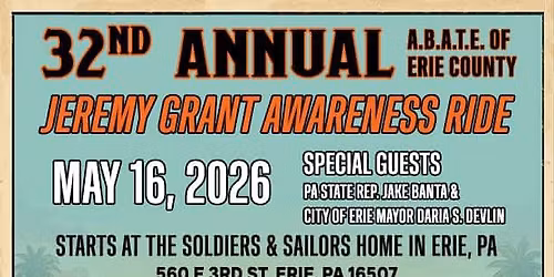 32nd Annual Jeremy Grant A.B.A.T.E. Awareness Ride\/ Harley\u2019s & Hot Rods Cruise-In 