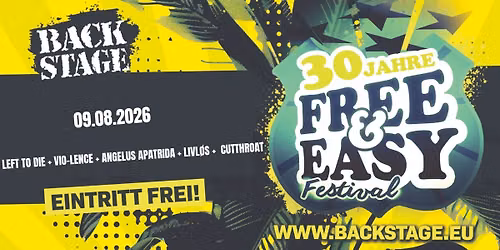 LEFT TO DIE + VIO-LENCE + ANGELUS APATRIDA + LIVL\u00d8S + CUTTHROAT | FREE & EASY FESTIVAL 2026