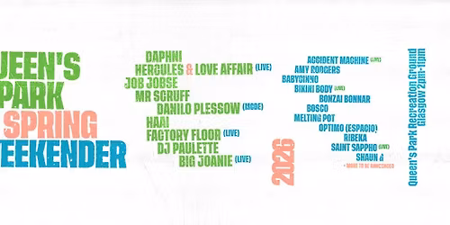 Queen's Park Spring Weekender '26 - Bank Holiday Weekend - May 2nd & 3rd 2026