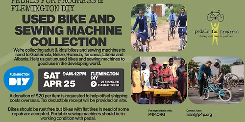 Flemington used bike and sewing machine collection drive