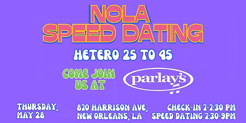 5\/28 - NOLA Speed Dating @ Parlay's
