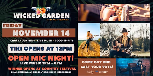 Country Music Open Mic Night at The Wicked Garden!