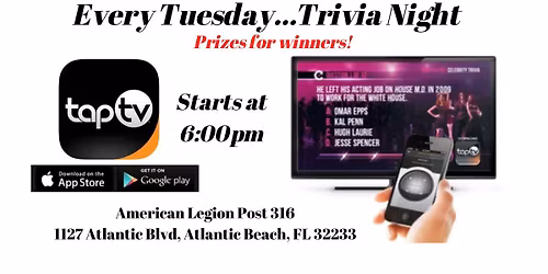 Tuesday Tap Trivia | Post 316 | Atlantic Beach, Florida