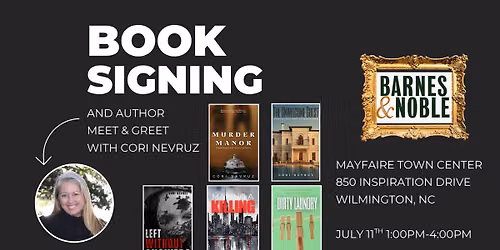 Book Signing and Author Meet & Greet with Thriller author Cori Nevruz